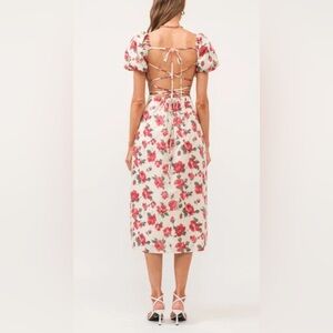 Sofie the Label Josefine Puff Sleeve Floral 100% cotton Midi Dress Size M